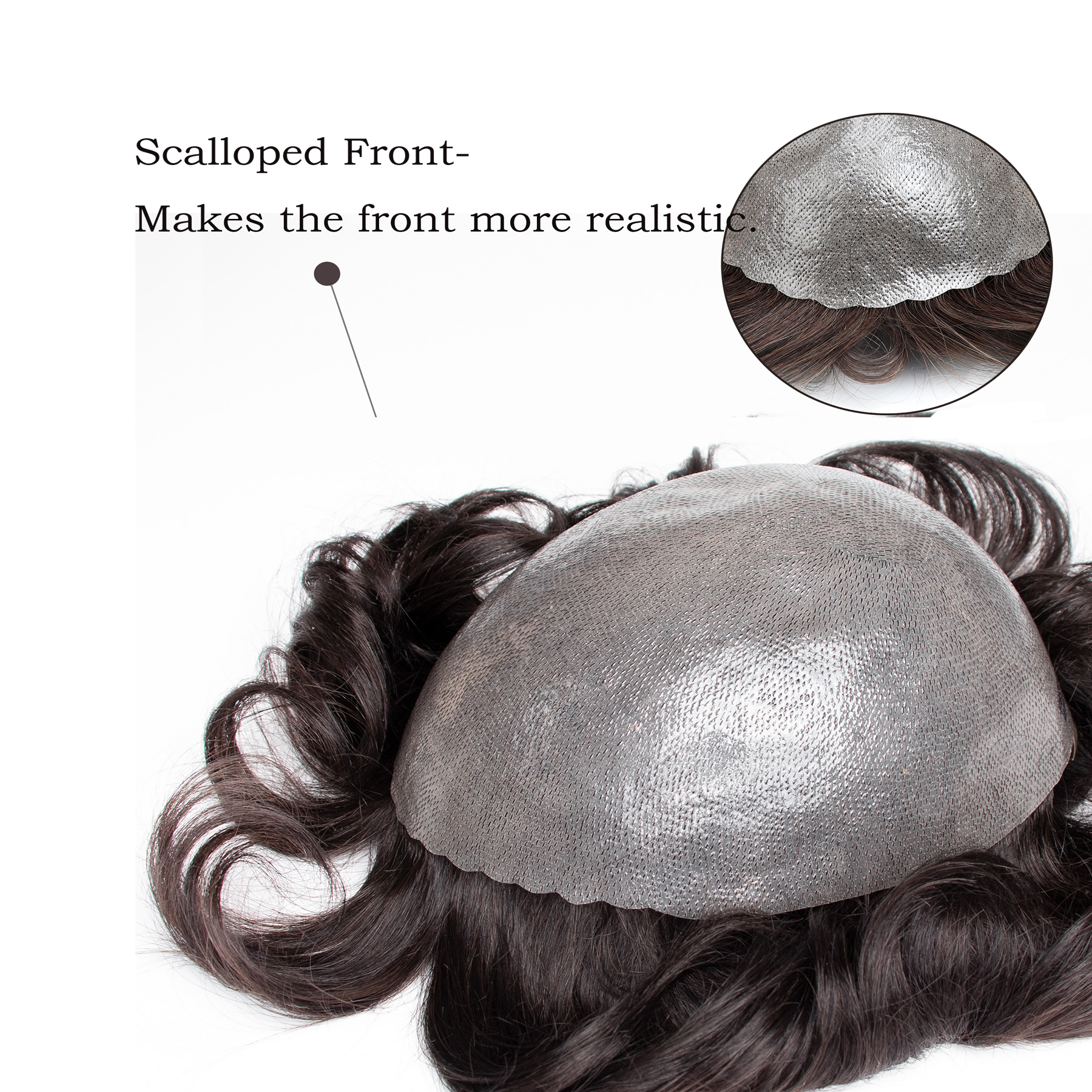 GEXWIGS 0.1-0.12mm Thin Skin Toupee Durable Scalloped Front | SKIN.