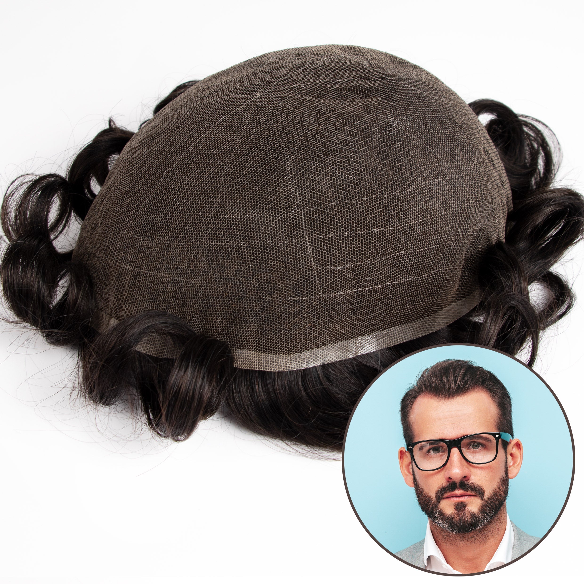GEXWIGS Mens Toupee Hairpiece Swiss Lace Hair Systems Bleached Knots | SwissLace.